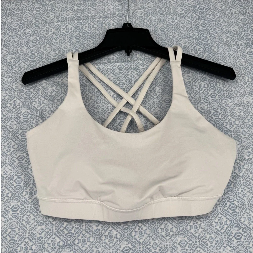 Lululemon Free To Be Serene Bra White Strappy Back Yoga Sports Bra Size 12